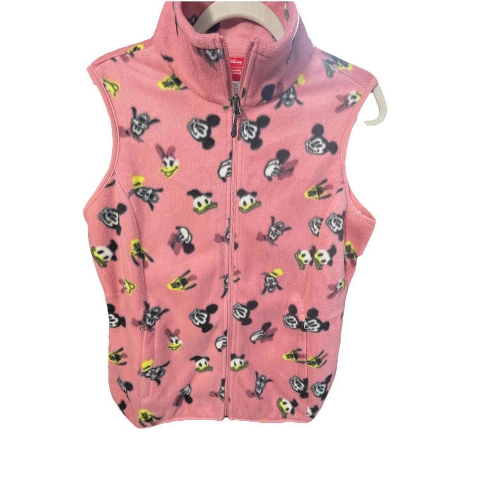 NWT Disney Amazon Essentials Pink Fleece Zip Vest Minnie & Friends Sz M